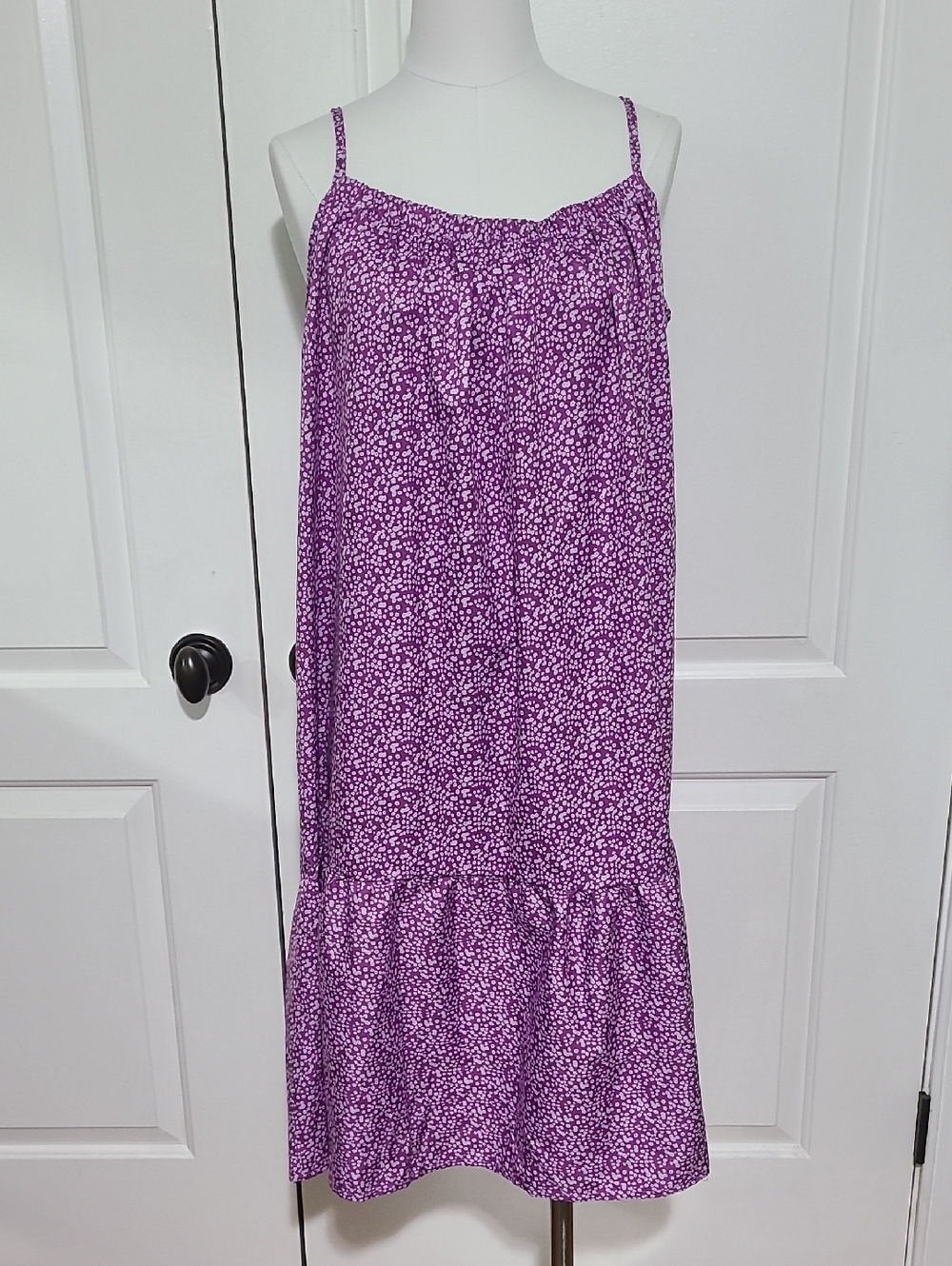 NWOT Purple Micro Floral Sleeveless Midi Shift Dress